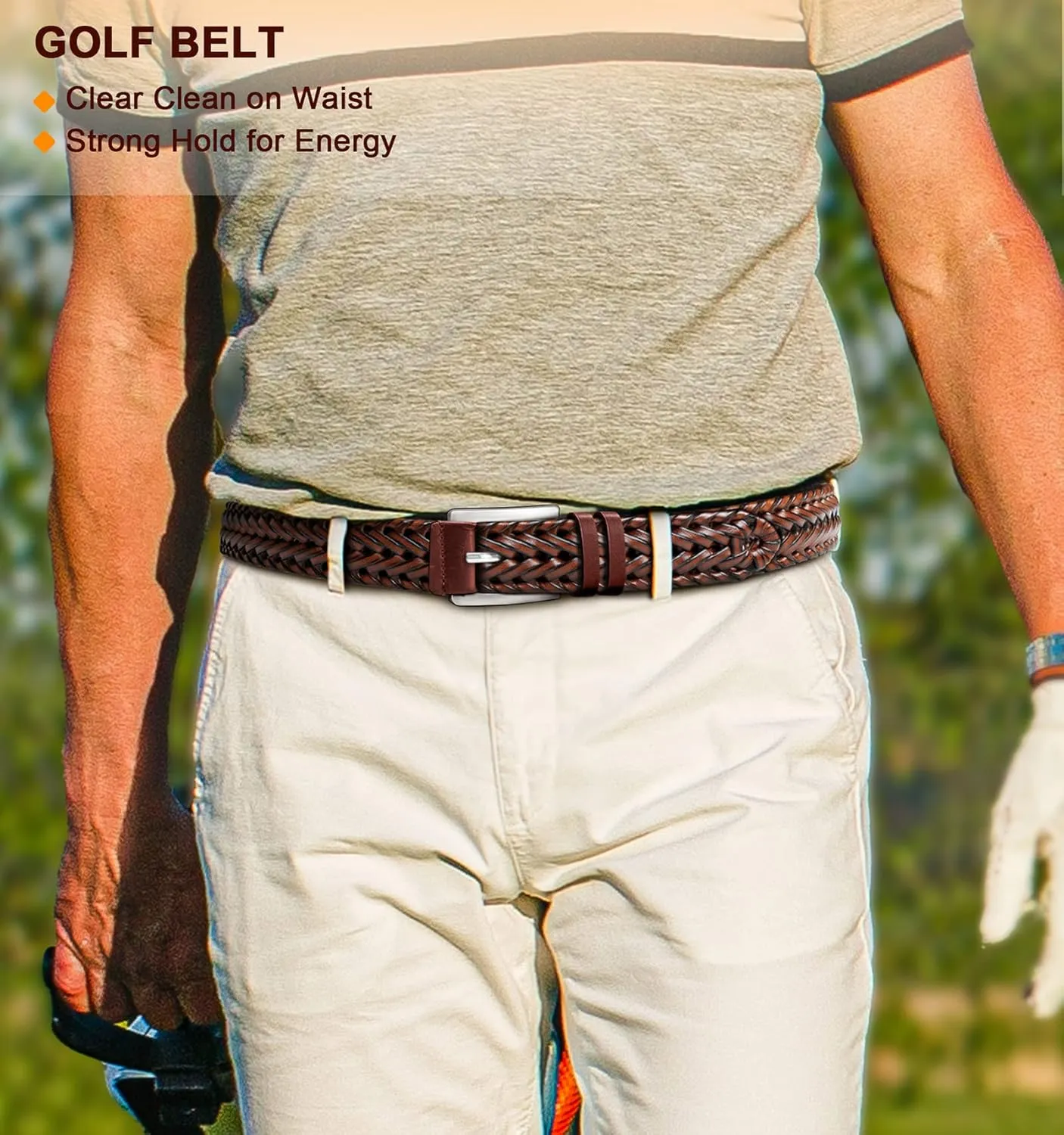 BULLIANT Mens Belts,Leather Woven Braided Belts for Gift Men Casual Jeans Golf