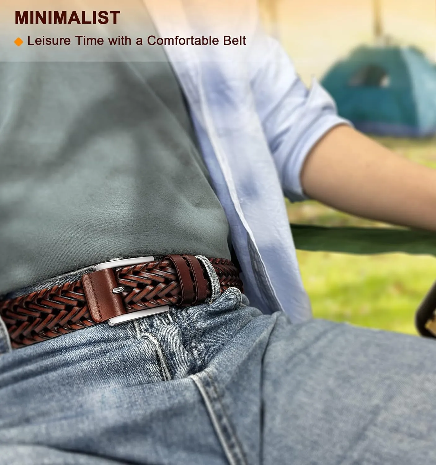 BULLIANT Mens Belts,Leather Woven Braided Belts for Gift Men Casual Jeans Golf