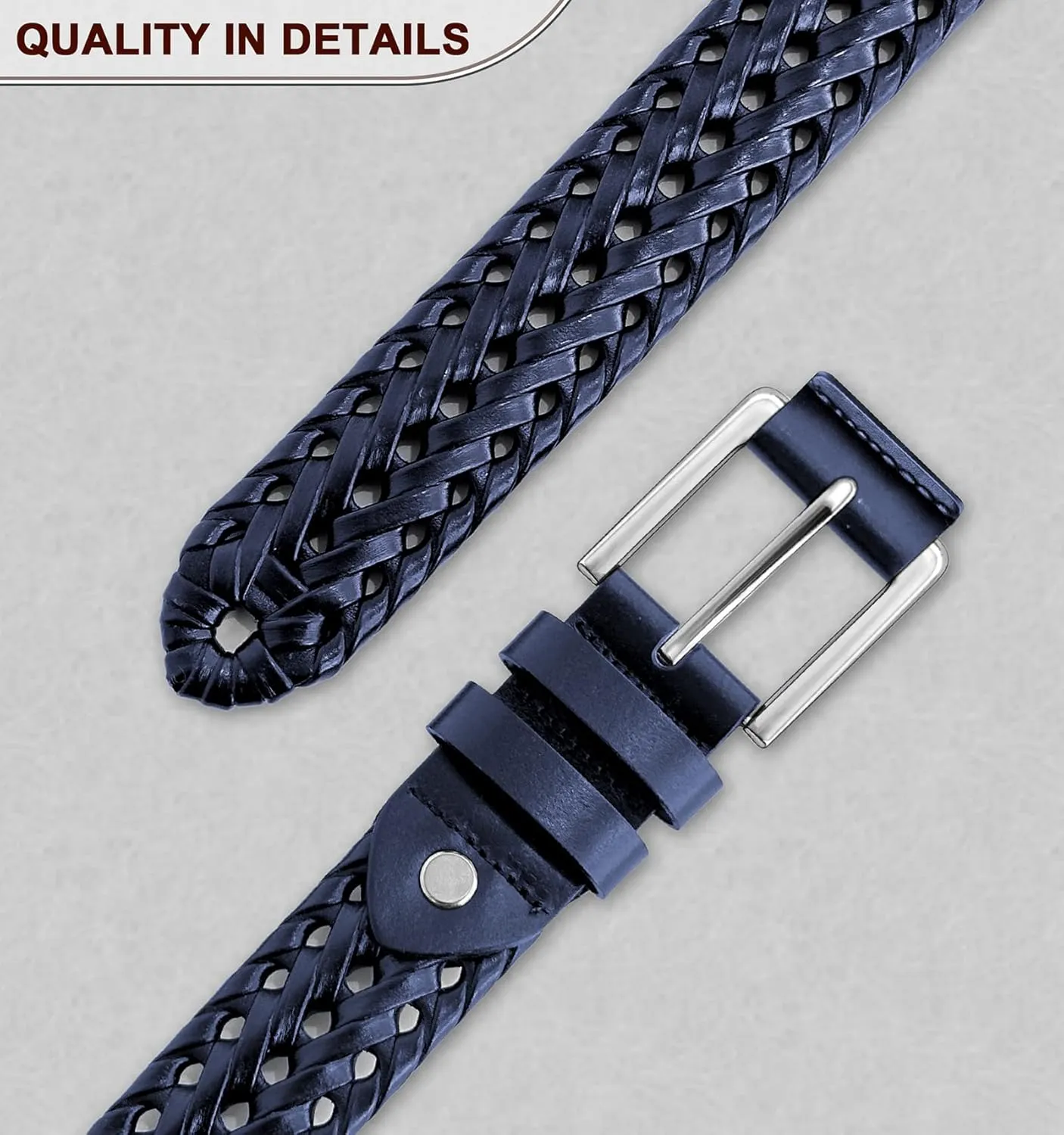 BULLIANT Mens Belts,Leather Woven Braided Belts for Gift Men Casual Jeans Golf