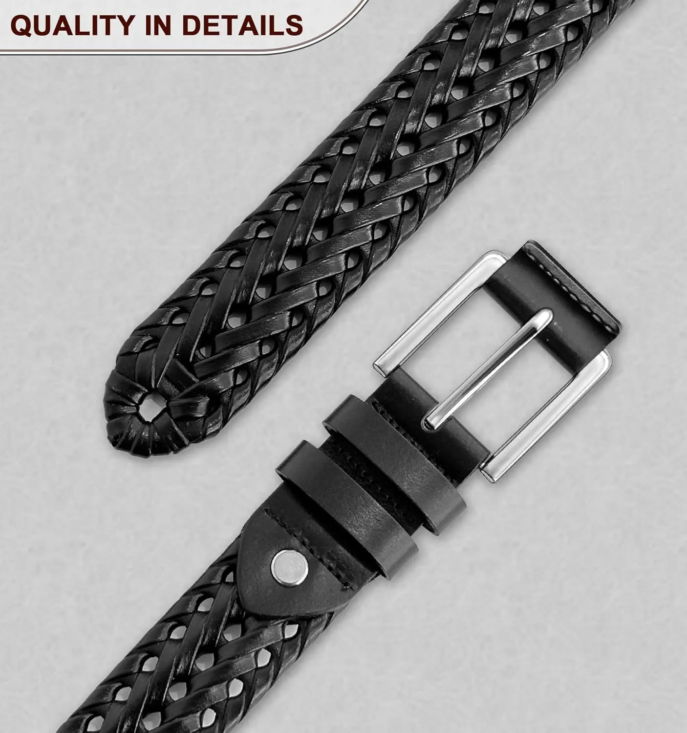 BULLIANT Mens Belts,Leather Woven Braided Belts for Gift Men Casual Jeans Golf