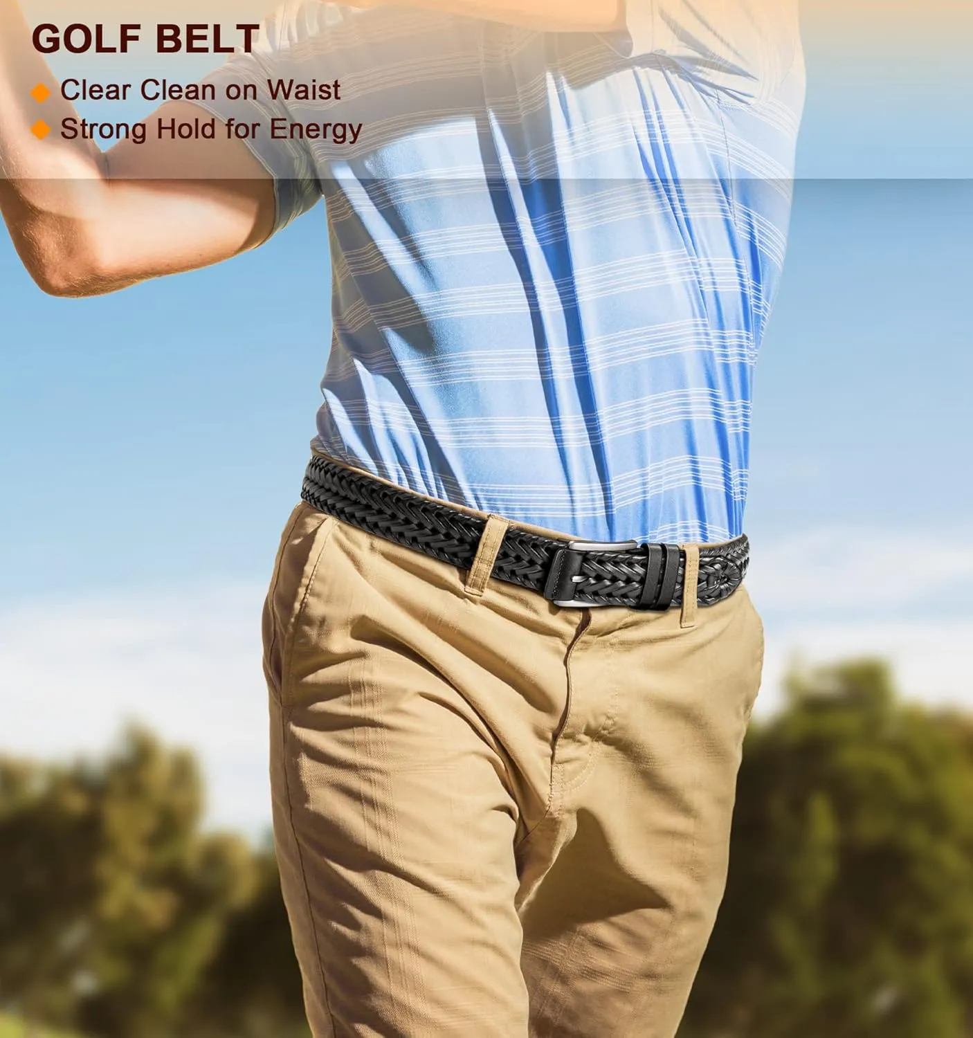 BULLIANT Mens Belts,Leather Woven Braided Belts for Gift Men Casual Jeans Golf
