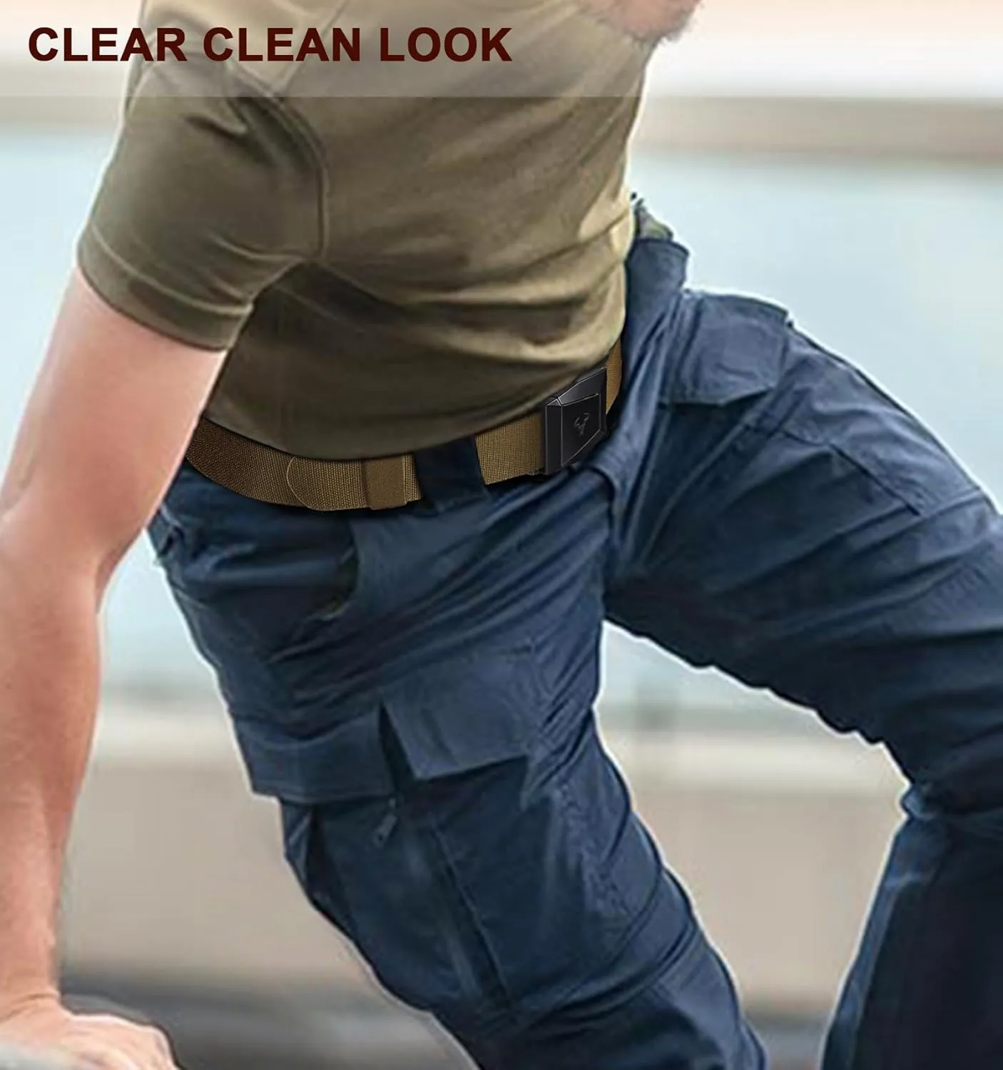 BULLIANT Tactical Belt for Men, Men Stretch Nylon Web Gift Belt 1.5"-Hiking Rigger Military Work-Quick Release