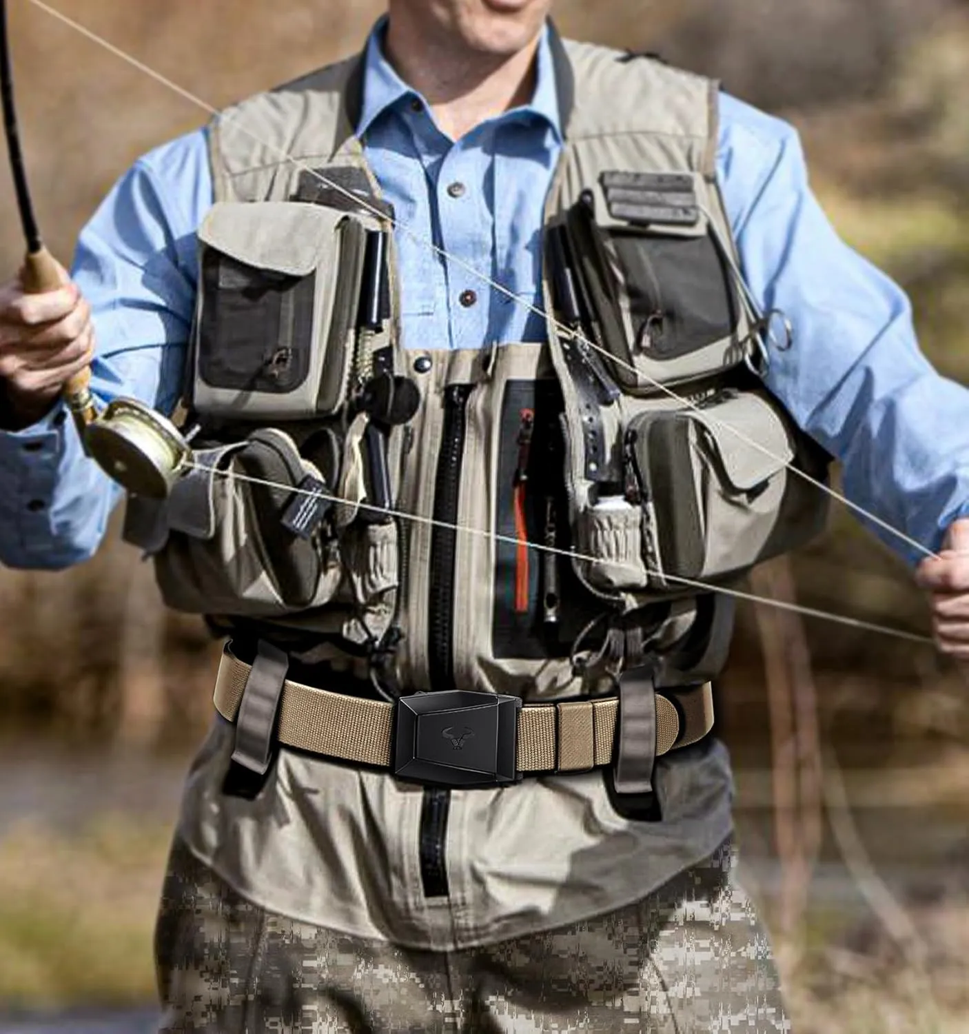 BULLIANT Tactical Belt for Men, Men Stretch Nylon Web Gift Belt 1.5"-Hiking Rigger Military Work-Quick Release