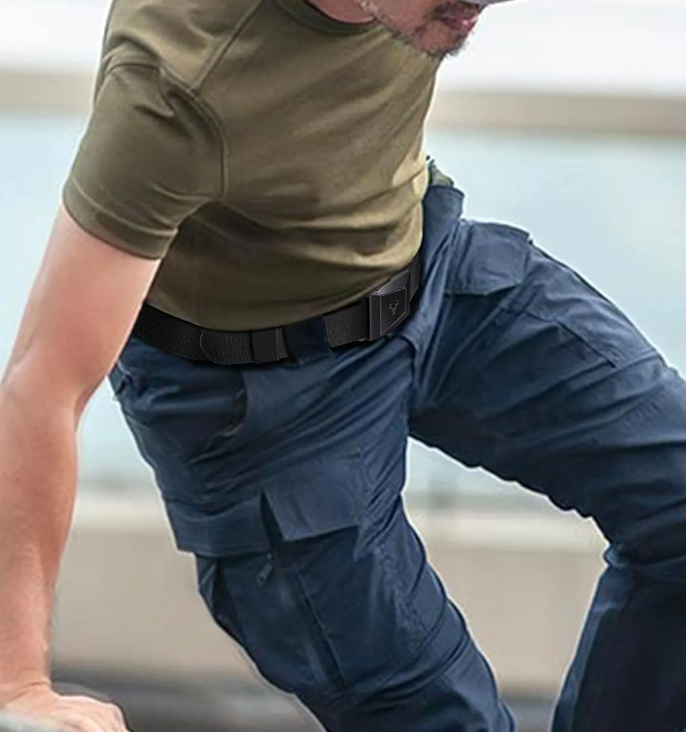 BULLIANT Tactical Belt for Men, Men Stretch Nylon Web Gift Belt 1.5"-Hiking Rigger Military Work-Quick Release