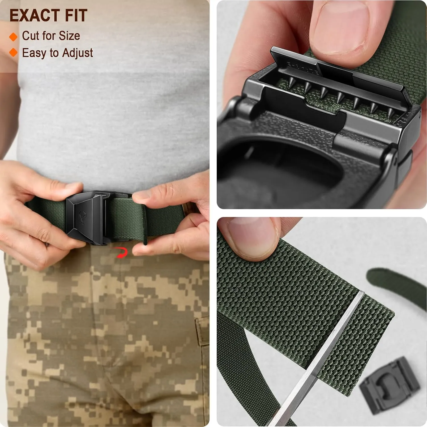 BULLIANT Tactical Belt for Men, Men Stretch Nylon Web Gift Belt 1.5"-Hiking Rigger Military Work-Quick Release