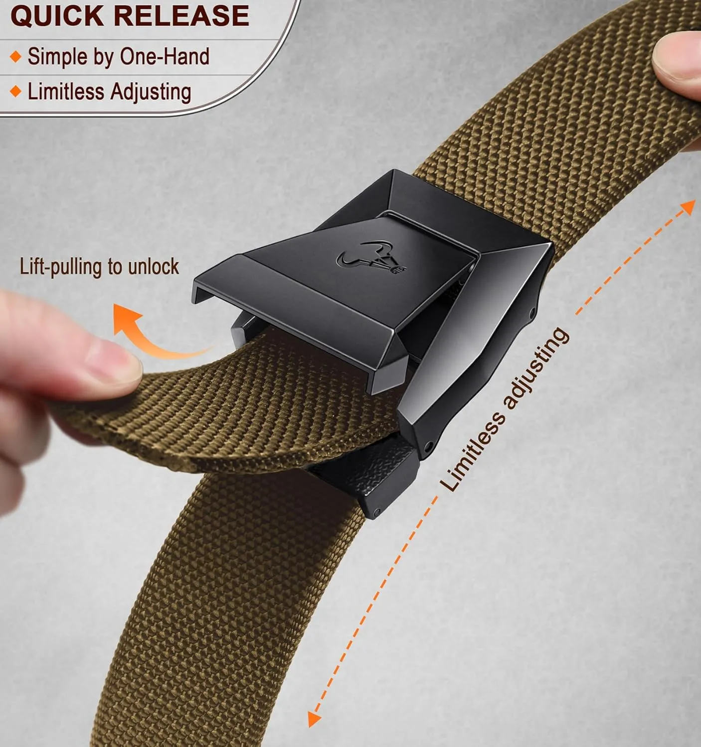 BULLIANT Tactical Belt for Men, Men Stretch Nylon Web Gift Belt 1.5"-Hiking Rigger Military Work-Quick Release