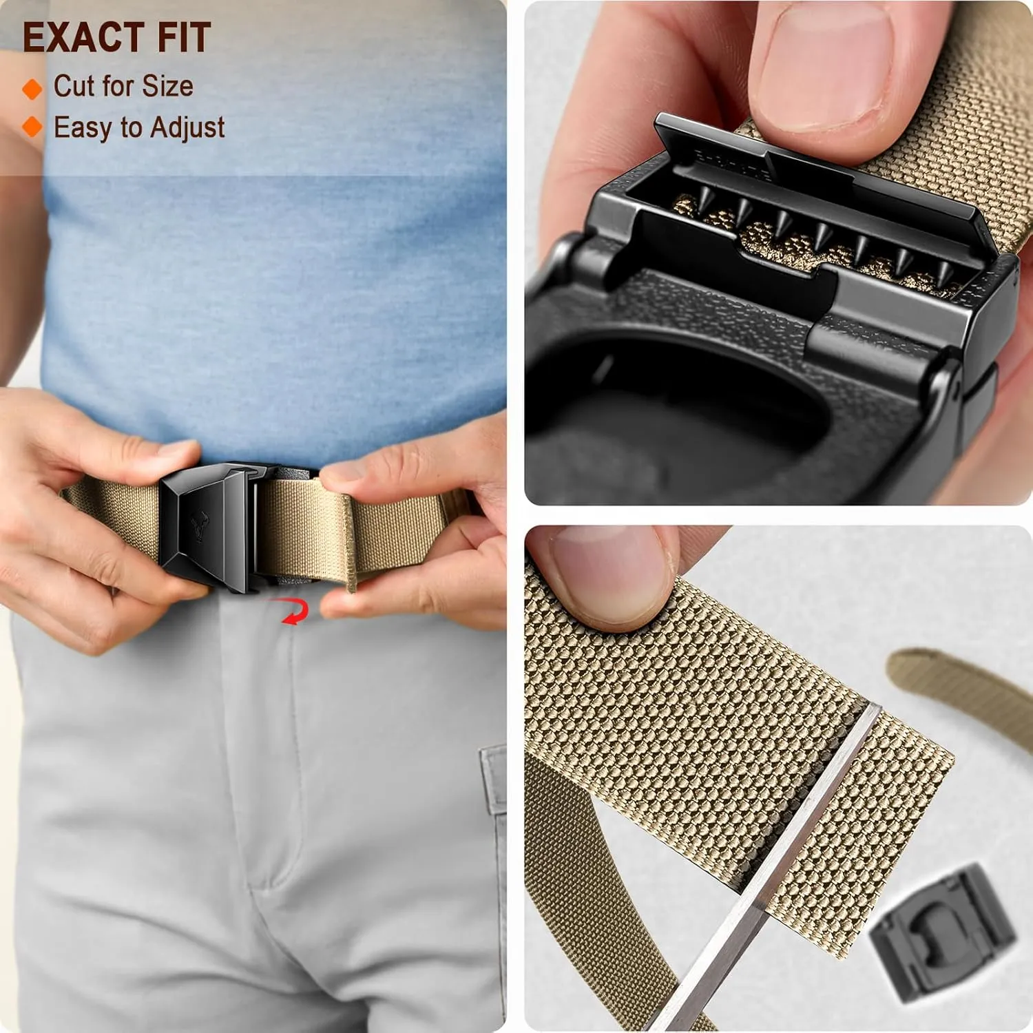 BULLIANT Tactical Belt for Men, Men Stretch Nylon Web Gift Belt 1.5"-Hiking Rigger Military Work-Quick Release