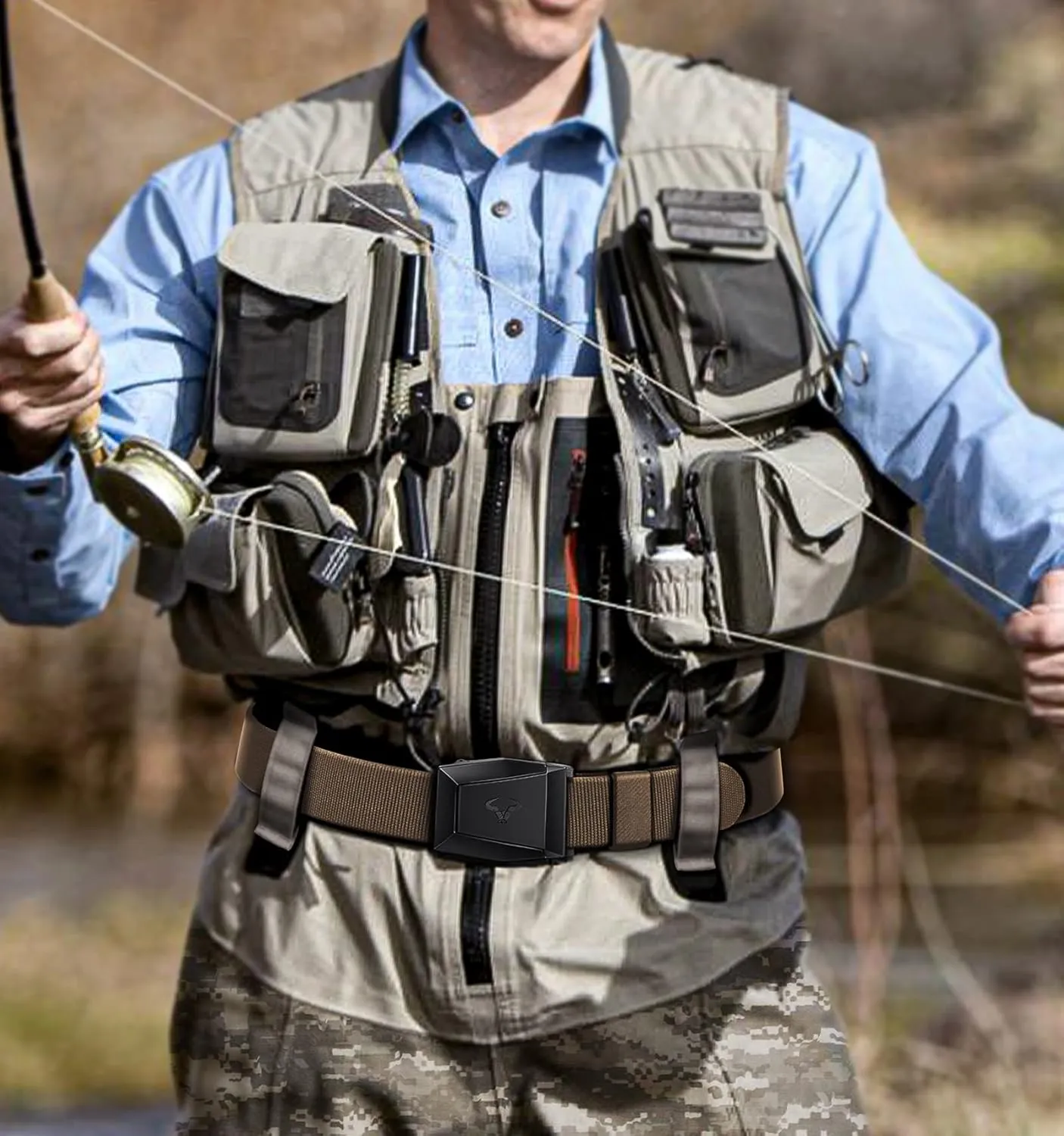BULLIANT Tactical Belt for Men, Men Stretch Nylon Web Gift Belt 1.5"-Hiking Rigger Military Work-Quick Release