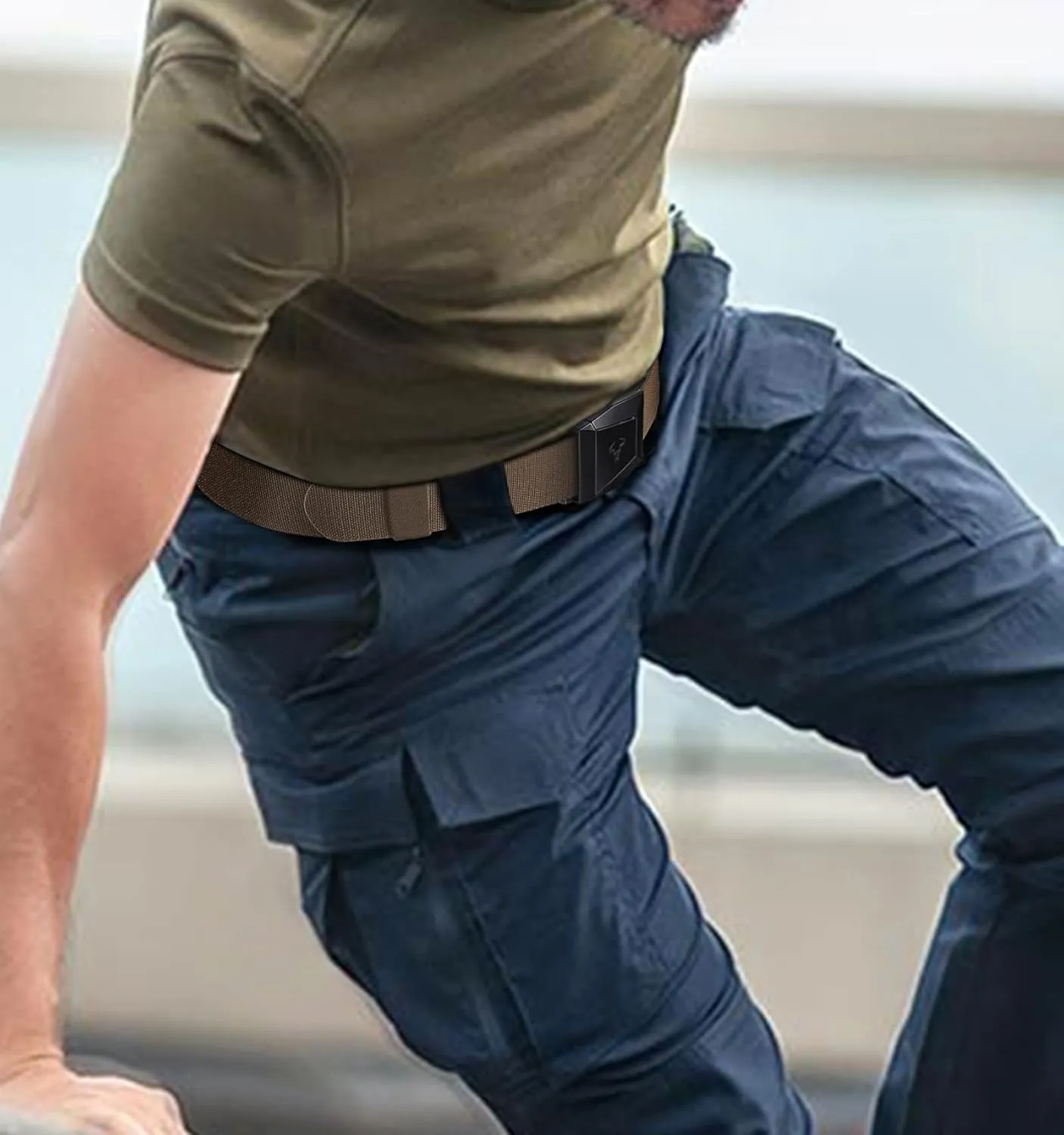 BULLIANT Tactical Belt for Men, Men Stretch Nylon Web Gift Belt 1.5"-Hiking Rigger Military Work-Quick Release