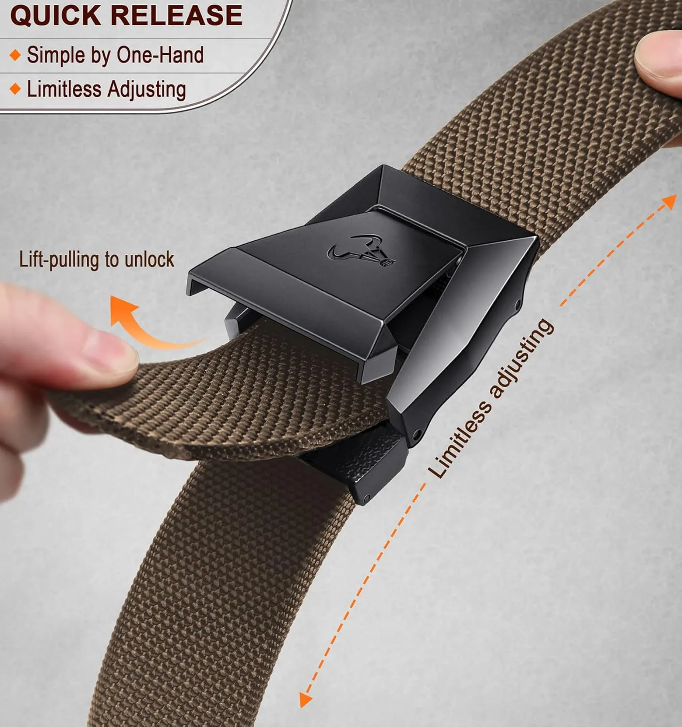 BULLIANT Tactical Belt for Men, Men Stretch Nylon Web Gift Belt 1.5"-Hiking Rigger Military Work-Quick Release