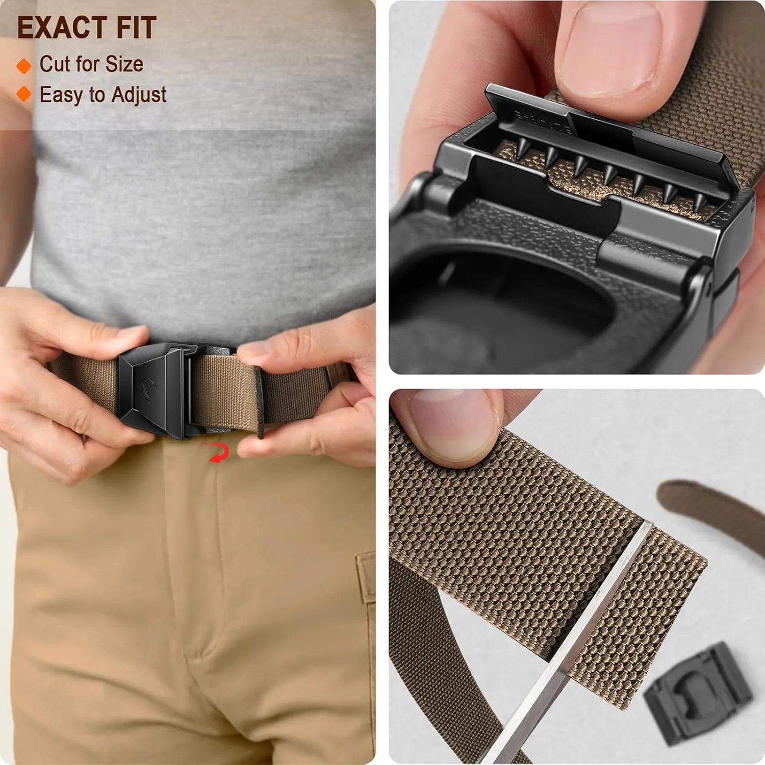 BULLIANT Tactical Belt for Men, Men Stretch Nylon Web Gift Belt 1.5"-Hiking Rigger Military Work-Quick Release