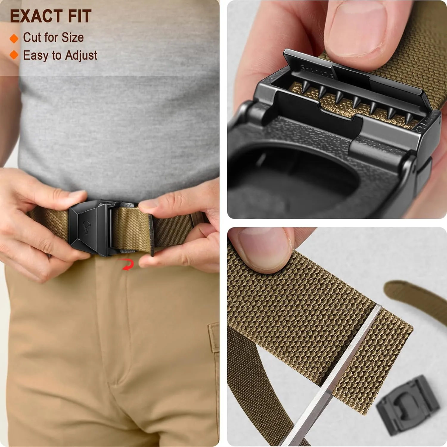 BULLIANT Tactical Belt for Men, Men Stretch Nylon Web Gift Belt 1.5"-Hiking Rigger Military Work-Quick Release