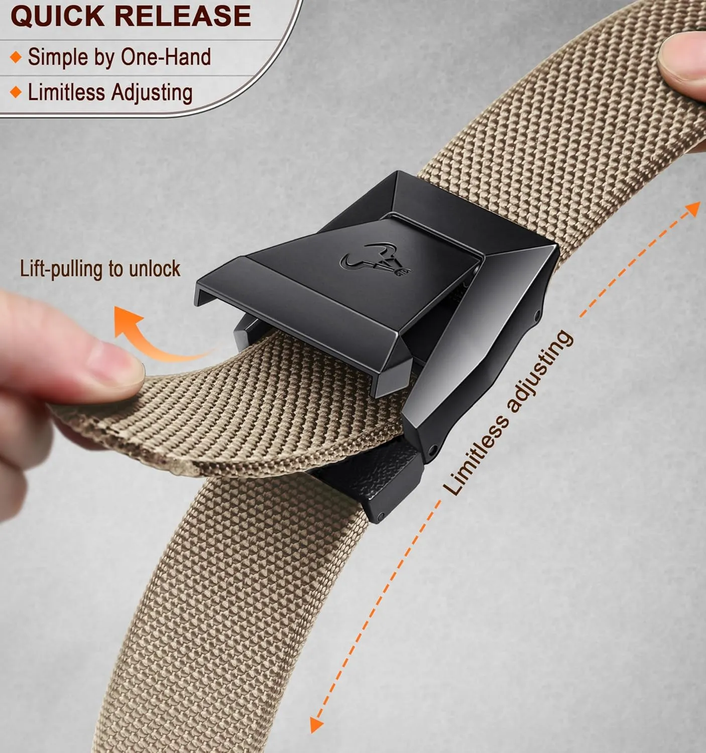 BULLIANT Tactical Belt for Men, Men Stretch Nylon Web Gift Belt 1.5"-Hiking Rigger Military Work-Quick Release
