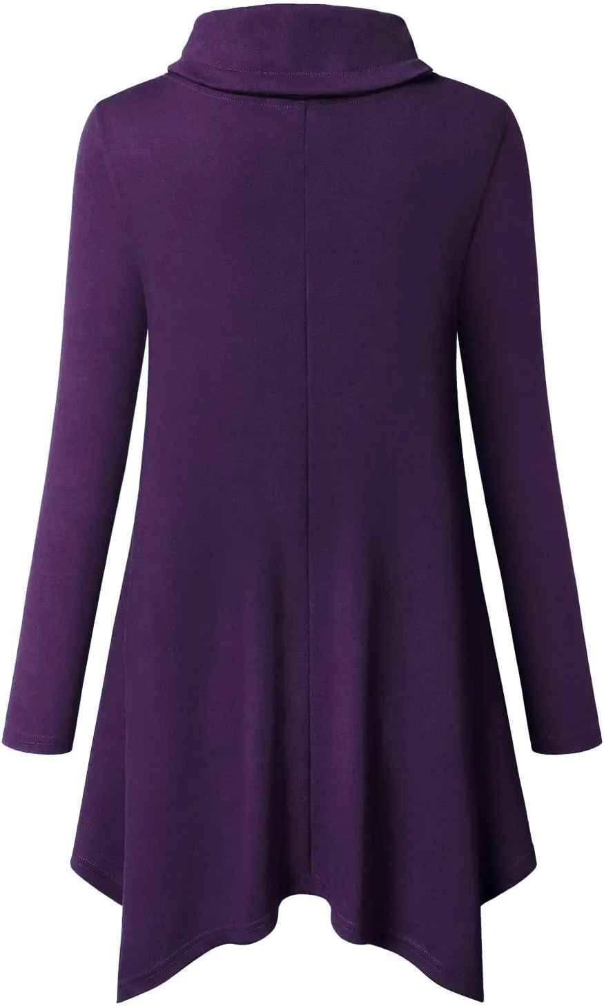 Bulotus Women's Long Sleeve Cowl Neck Asymmetrical Hem Tunic Tops with Pockets
