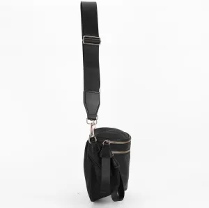 Bum Bags for Women Nylon Crossbody Bag Solid Spacious Cresent Sling Belt Half Moon Purse with Adjustable Strap Trendy Satchel