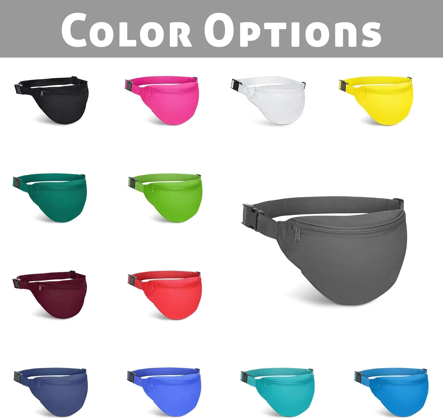 BuyAgain Fanny Pack, Unisex 2 Zipper Quick Release Buckle Travel Sport Running Waist Fanny Pack For Women Men