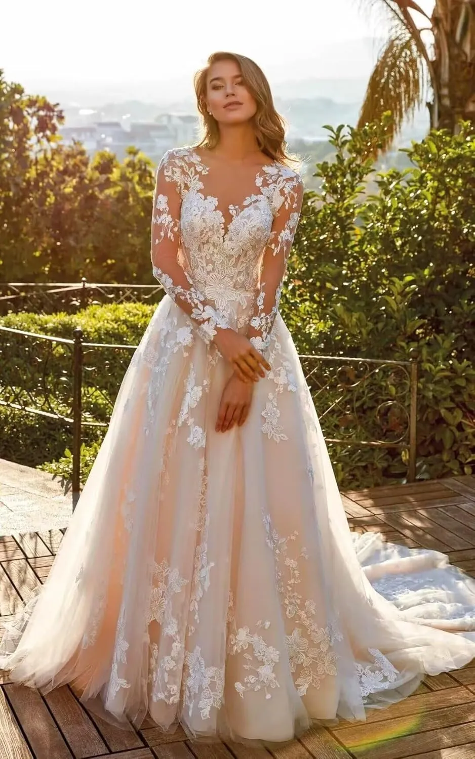 Cadoly Modest Long Sleeve Wedding Dresses for Bride 2025 Fall Women's Ball Gown A-lineTulle Lace Applique Bridal Gown