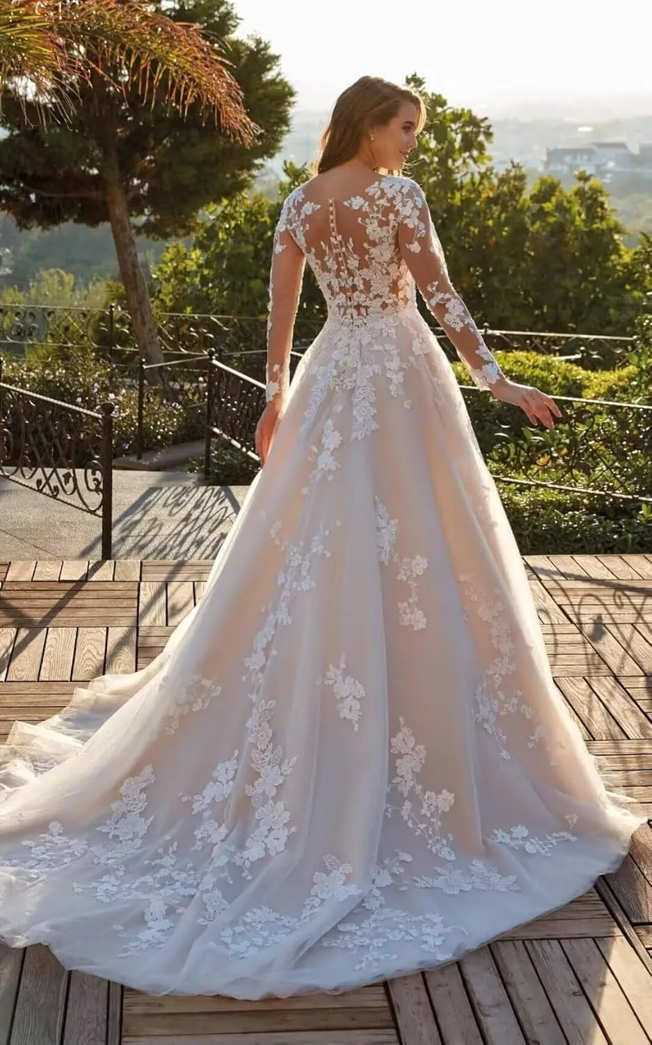 Cadoly Modest Long Sleeve Wedding Dresses for Bride 2025 Fall Women's Ball Gown A-lineTulle Lace Applique Bridal Gown