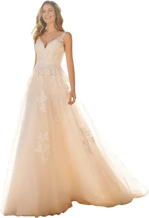 Cadoly Modest Long Sleeve Wedding Dresses for Bride 2025 Fall Women's Ball Gown A-lineTulle Lace Applique Bridal Gown