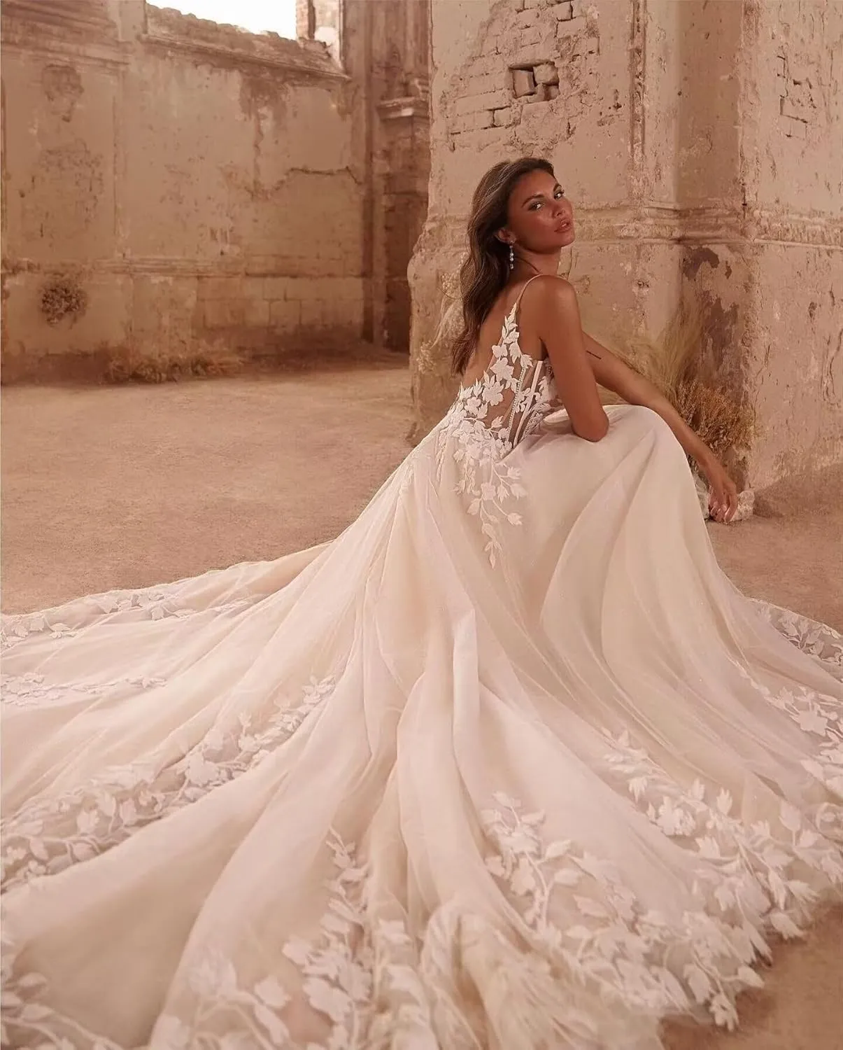 Cadoly Modest Long Sleeve Wedding Dresses for Bride 2025 Fall Women's Ball Gown A-lineTulle Lace Applique Bridal Gown