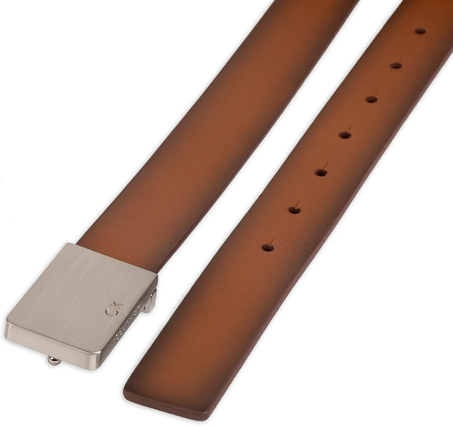 Calvin Klein Men's Casual Statement Plaque Buckle Belt with Logo Treatment