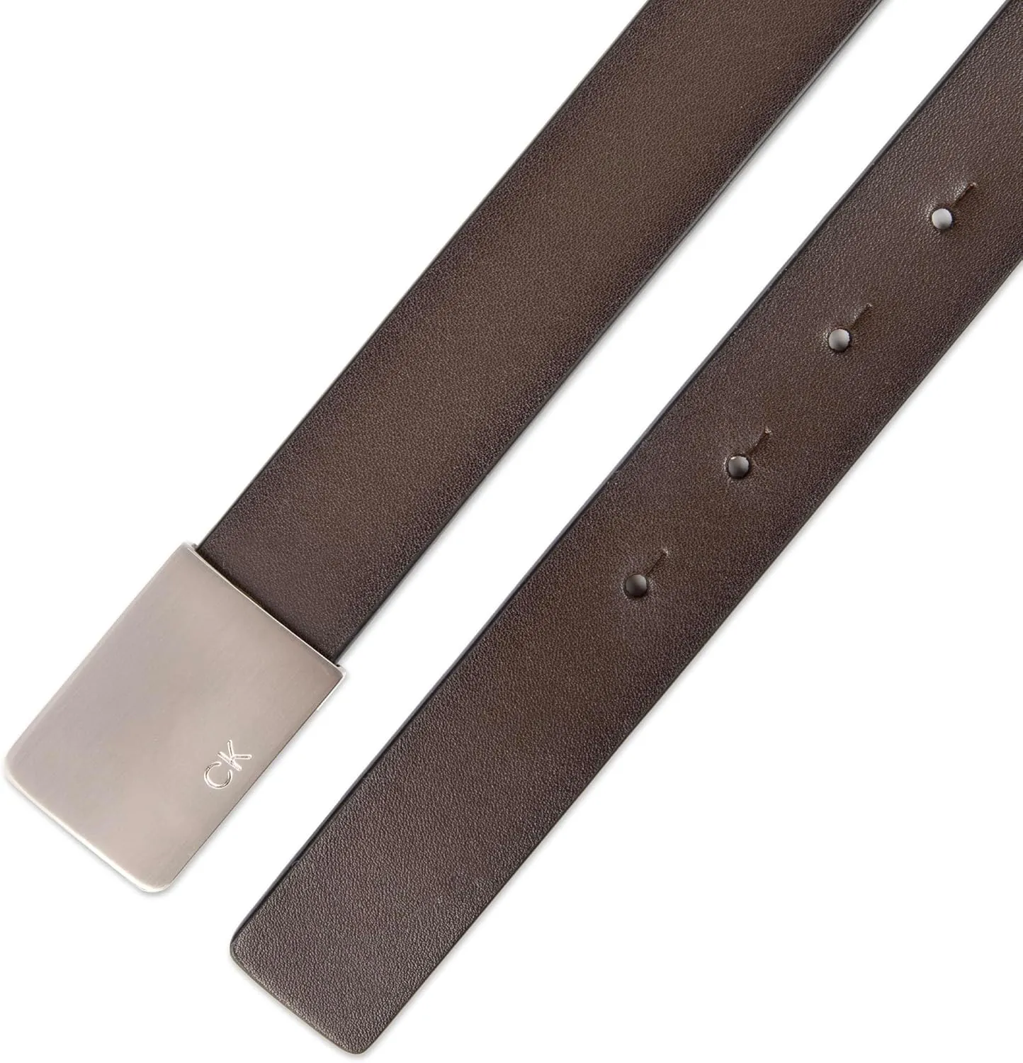 Calvin Klein Men's Casual Statement Plaque Buckle Belt with Logo Treatment