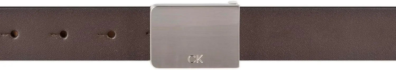 Calvin Klein Men's Casual Statement Plaque Buckle Belt with Logo Treatment