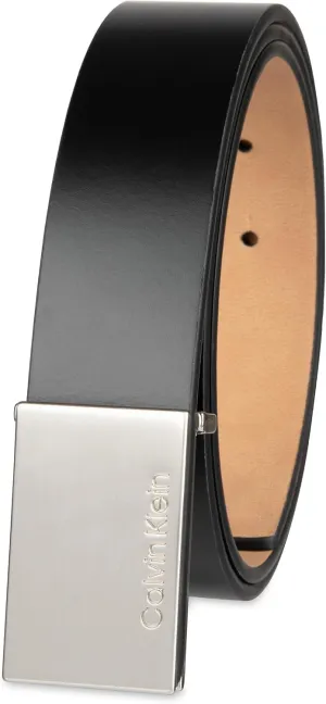 Calvin Klein Men's Casual Statement Plaque Buckle Belt with Logo Treatment