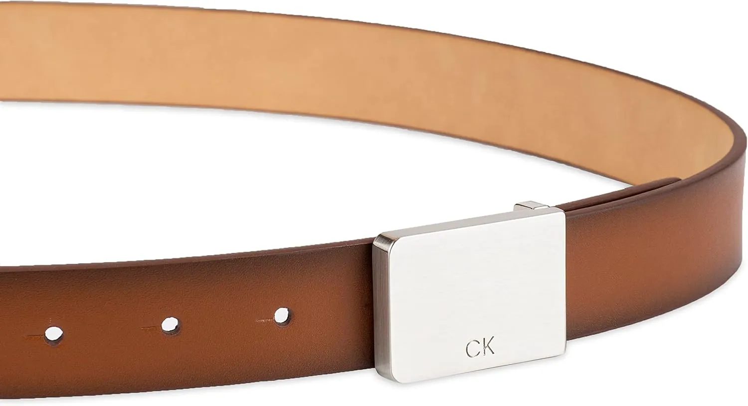 Calvin Klein Men's Casual Statement Plaque Buckle Belt with Logo Treatment