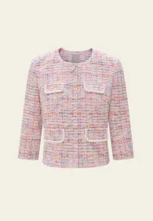 Candy Tone Mixed Tweed Embellished Jacket