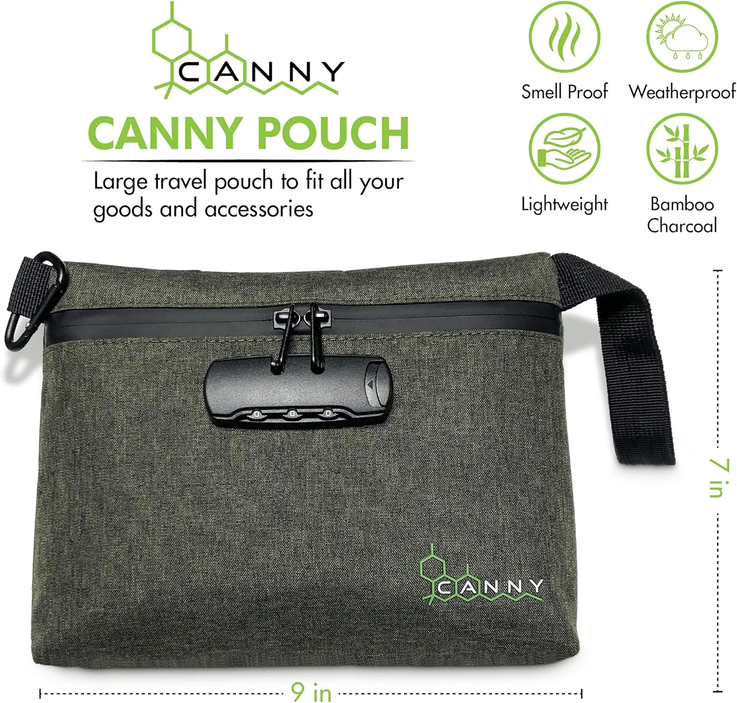 CANNY Smell Proof Bag Pouch – Large Smell Eliminating Travel Pouch. Smell Proof Bag with Lock – Odor Proof Stash Case Container with Bamboo Charcoal and Activated Carbon (Purple)