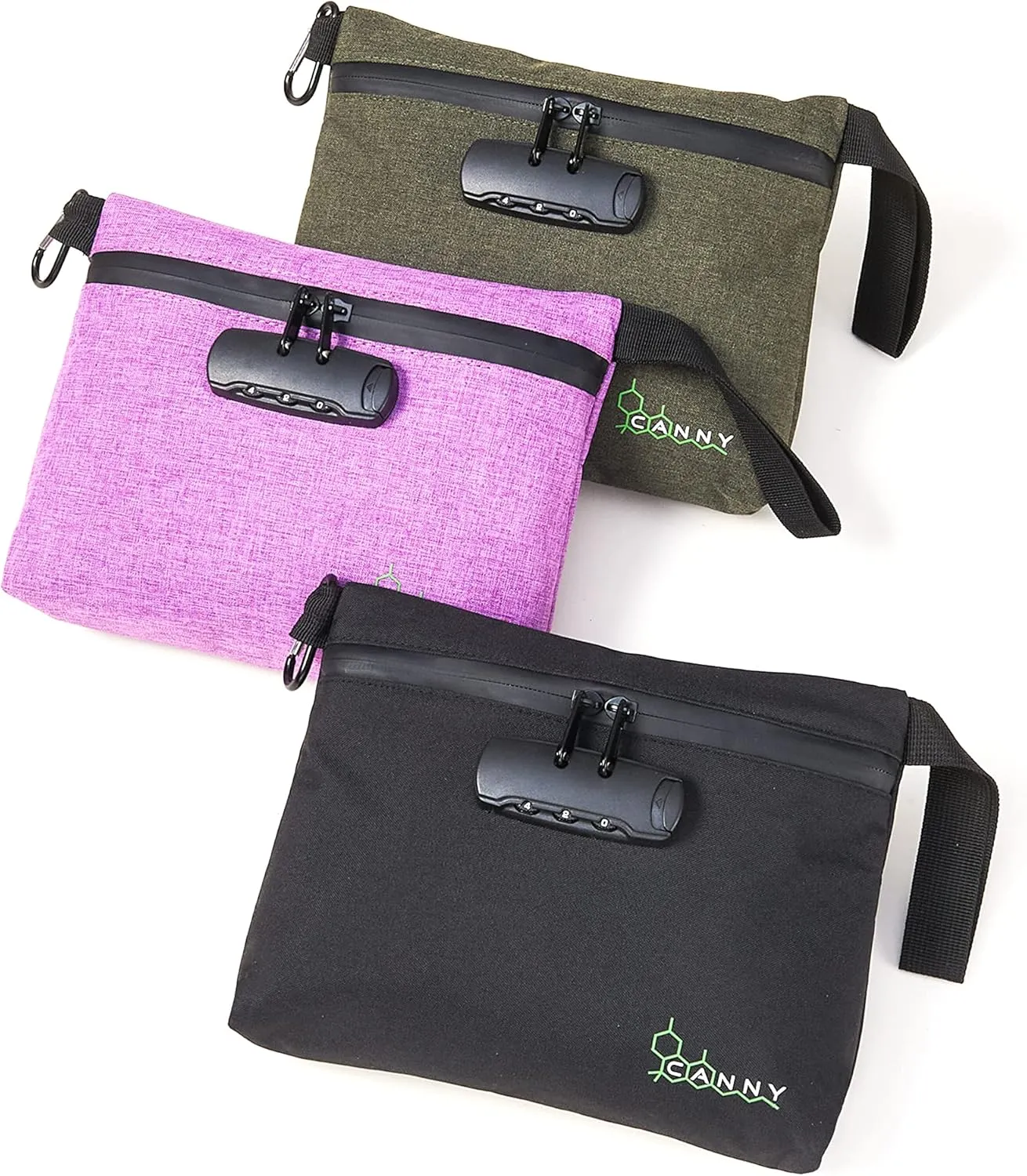CANNY Smell Proof Bag Pouch – Large Smell Eliminating Travel Pouch. Smell Proof Bag with Lock – Odor Proof Stash Case Container with Bamboo Charcoal and Activated Carbon (Purple)