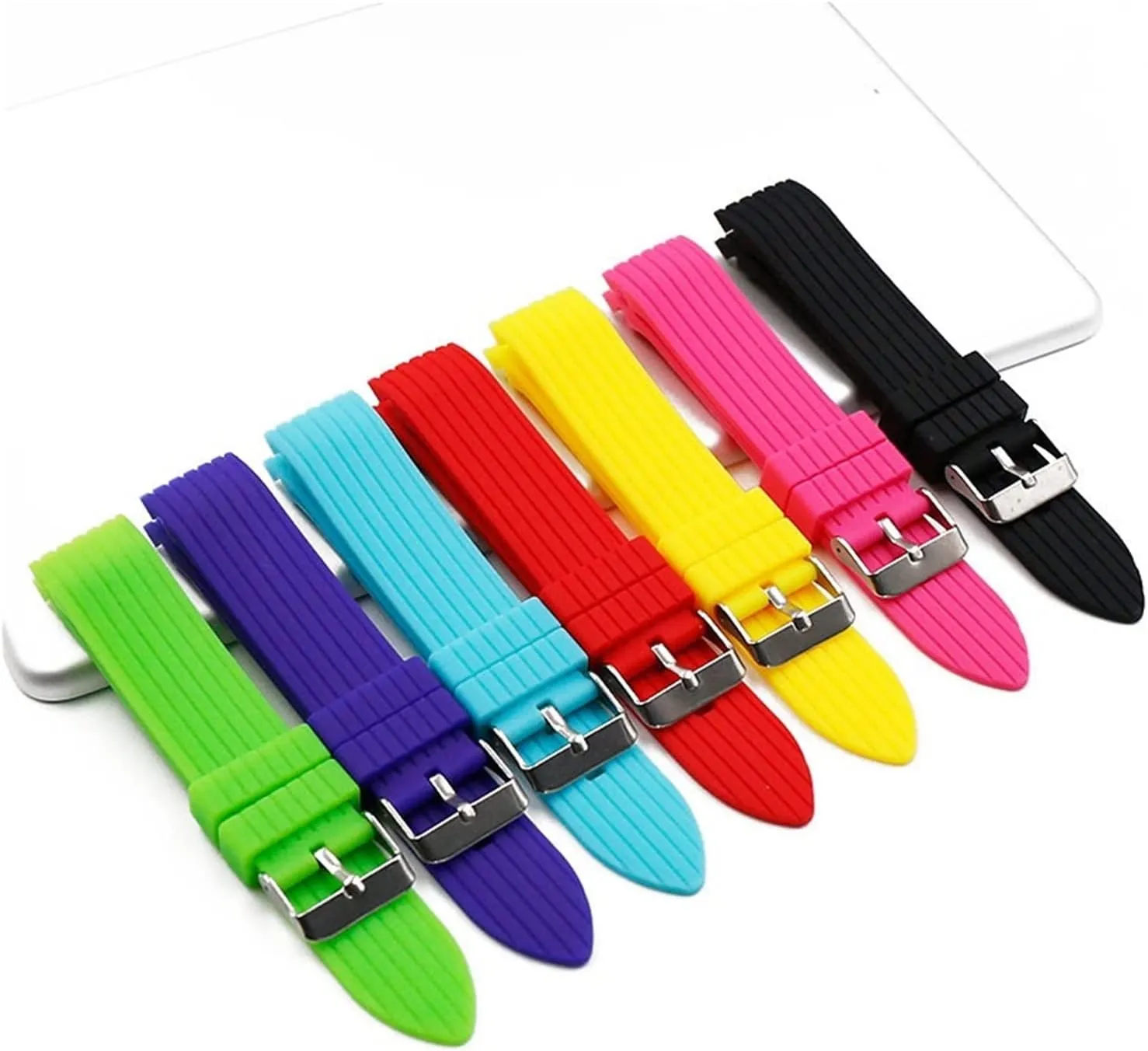 CAREG Men's Silicone Strap 20mm Pin Buckle Watch Accessories Sports Waterproof Rubber Strap Female Bracelet Watch Band Durable