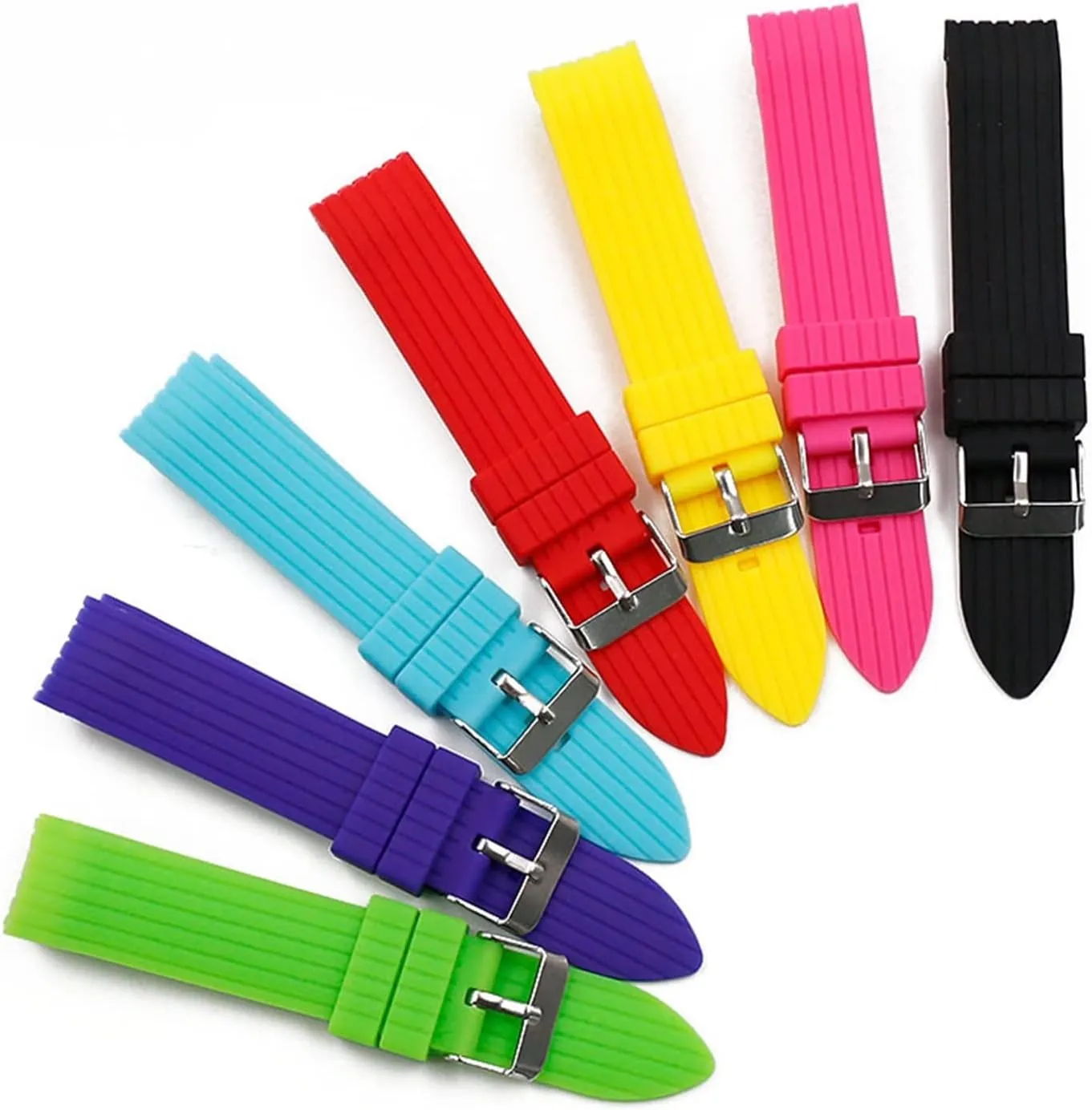 CAREG Men's Silicone Strap 20mm Pin Buckle Watch Accessories Sports Waterproof Rubber Strap Female Bracelet Watch Band Durable