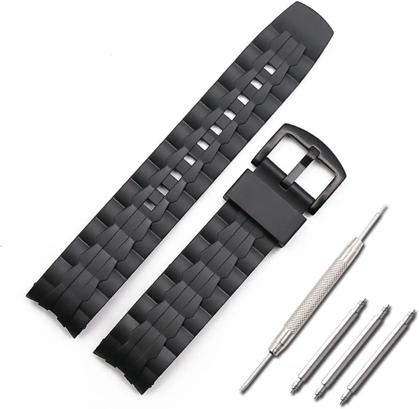 CAREG Rubber Strap Men's Pin Buckle Watch Accessories 22mm Compatible With Casio CASIO EF-550 Sports Waterproof Silicone Strap Women Watch Band Durable
