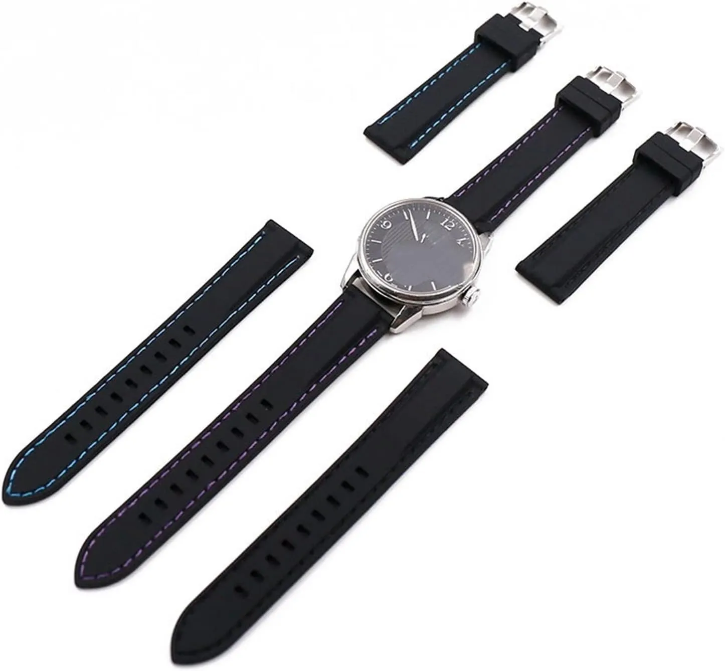 CAREG Silicone Strap Men's Pin Buckle 18mm20mm22mm24mm26mm Watch Accessories Watch Men Sport Watch Band Waterproof Rubber Strap Women Durable