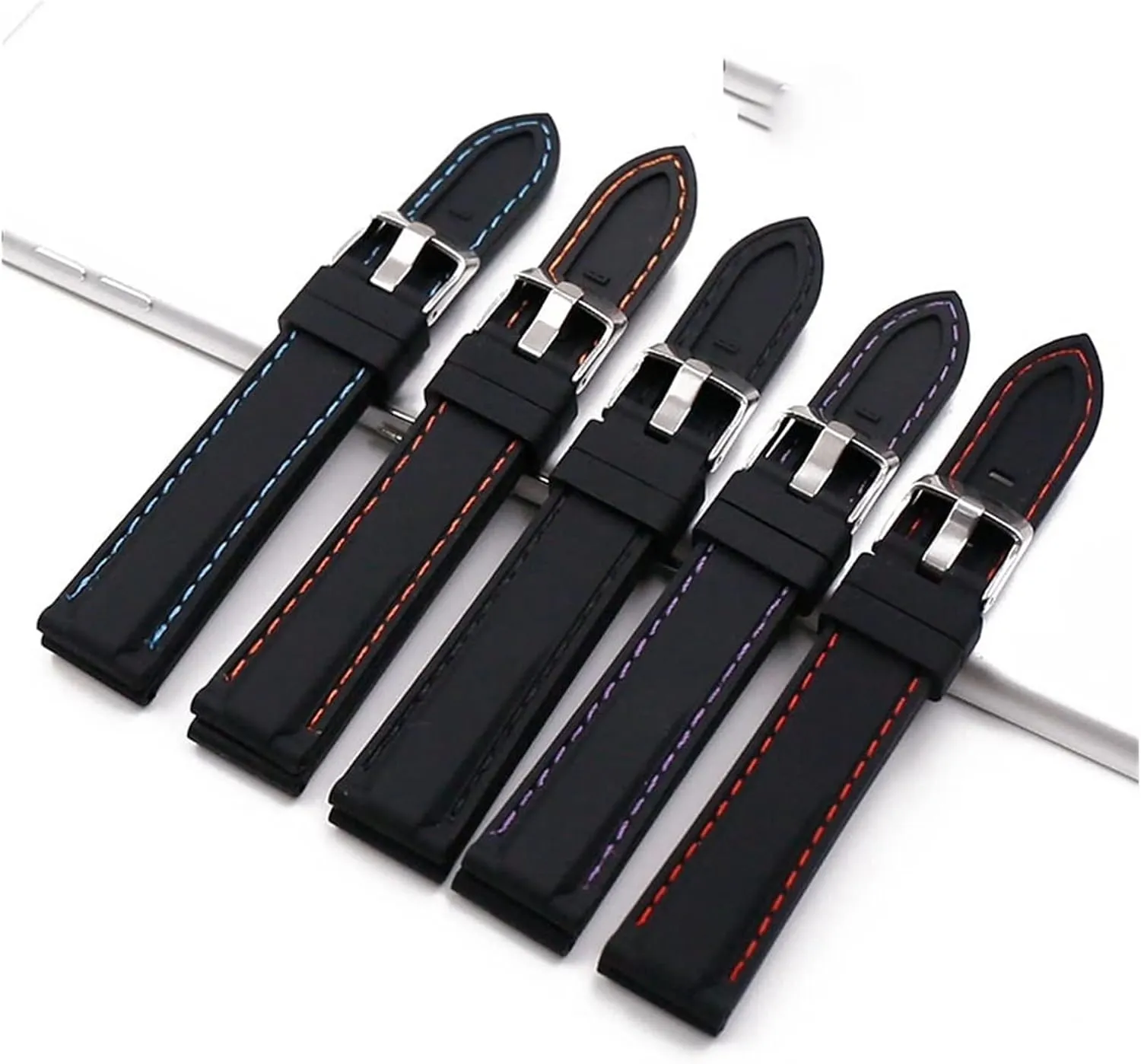 CAREG Silicone Strap Men's Pin Buckle 18mm20mm22mm24mm26mm Watch Accessories Watch Men Sport Watch Band Waterproof Rubber Strap Women Durable