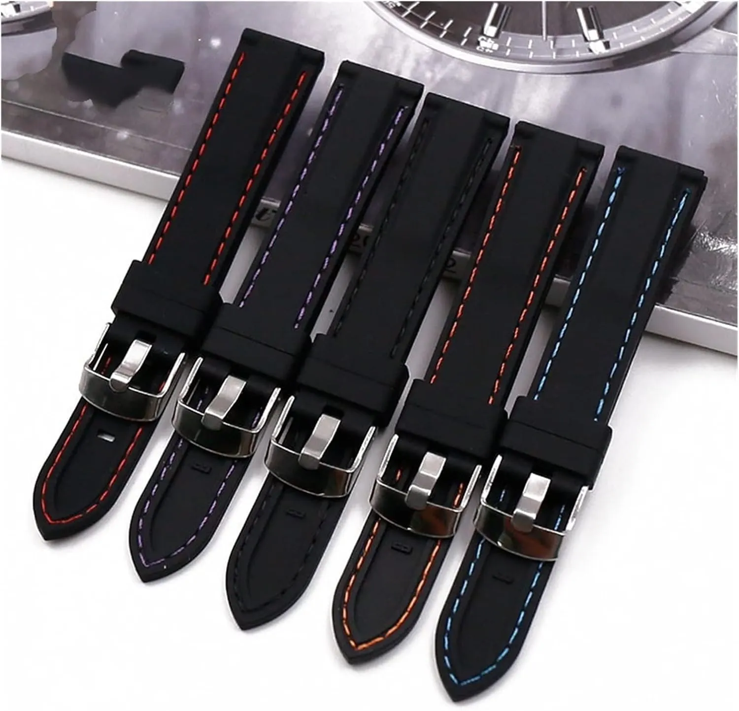 CAREG Silicone Strap Men's Pin Buckle 18mm20mm22mm24mm26mm Watch Accessories Watch Men Sport Watch Band Waterproof Rubber Strap Women Durable