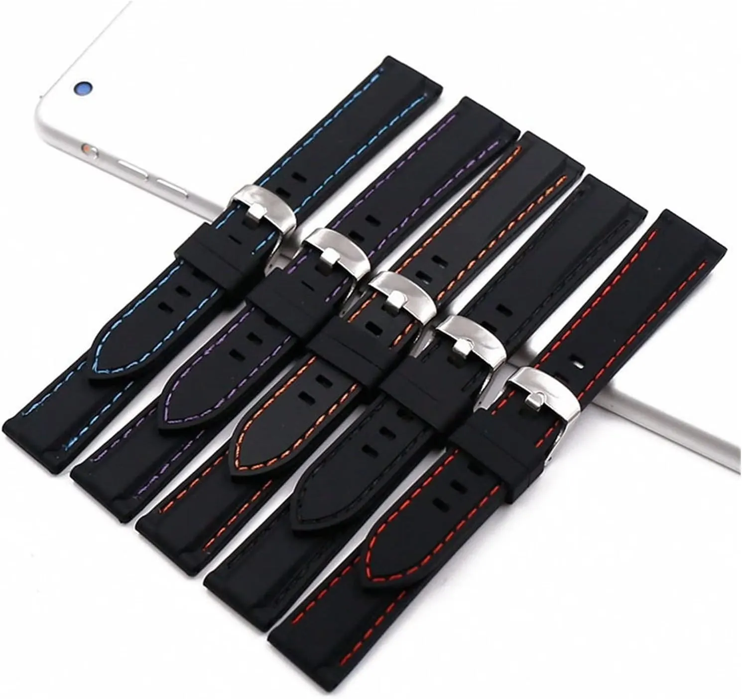 CAREG Silicone Strap Men's Pin Buckle 18mm20mm22mm24mm26mm Watch Accessories Watch Men Sport Watch Band Waterproof Rubber Strap Women Durable