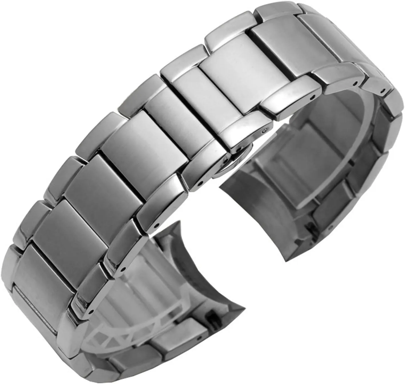 CAREG Watch Bands Stainless Steel Compatible With Armani AR2452 AR2453 AR2448 Watch Strap Watchband Butterfly Buckle Scrub Black Silver Rose Gold Durable