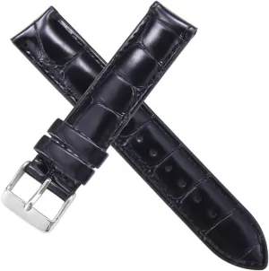 CAREG Watch Strap Brown With Rose Gold Clasp Watchband 14mm 18mm 20mm Compatible With DW Daniel Wellington Watch Band Durable (Color : BlackCrocodileSilver, Size : 16mm)