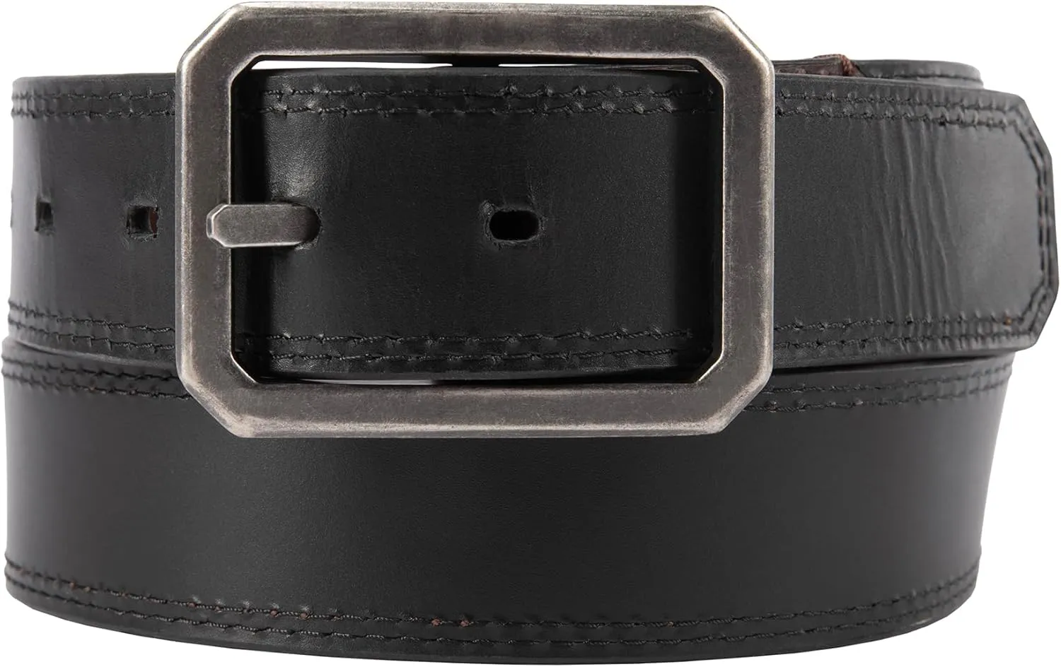 Carhartt mens Durable Full Grain Leather Reversible Center Bar Buckle Belt, W/Rugged Antique Nickle Hardware