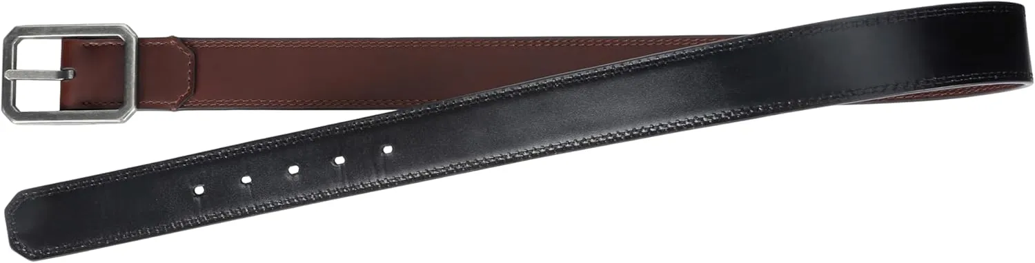 Carhartt mens Durable Full Grain Leather Reversible Center Bar Buckle Belt, W/Rugged Antique Nickle Hardware