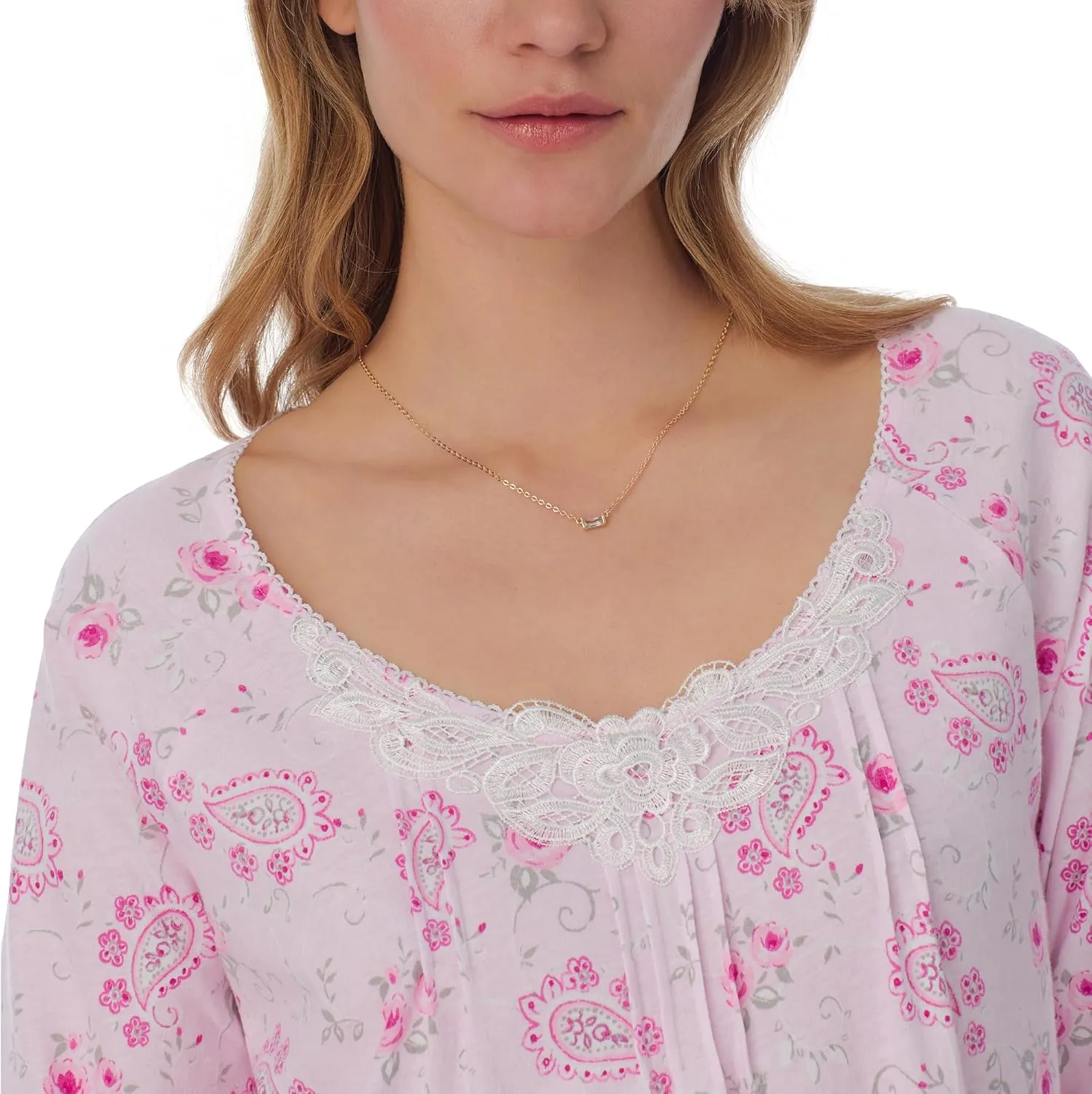 Carole Hochman Pajamas for Women Nightgown - Floral Cotton Knit Lightweight 38" 3/4 Sleeve Sleep Dress