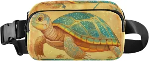 Cartoon Water Turtle Reptile Terracotta Fashion Fanny Pack Waist Bag for Women Men Mini Sling Bag Travel Accessory with Adjustable Strap for Travel Running Hiking
