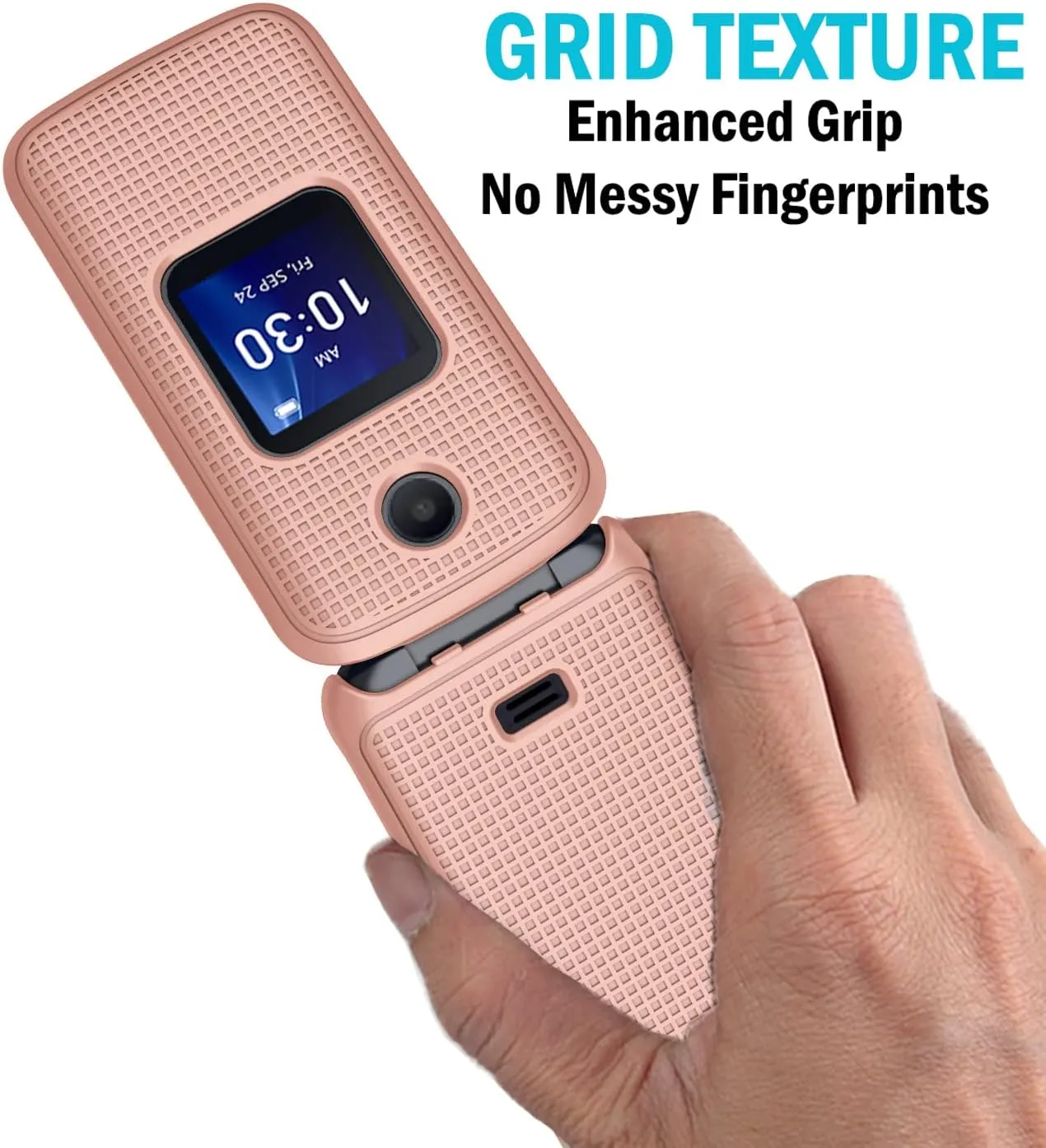 Case with Clip for Go Flip 4 / TCL FLIP Pro Phone, Nakedcellphone Slim Hard Shell Cover and [Rotating/Ratchet] Belt Hip Holster Holder Combo for Alcatel 4056W, 4056L, 4056Z, 4056V - Rose Gold Pink