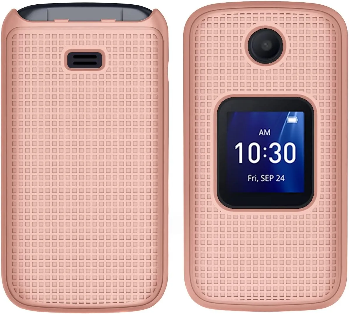 Case with Clip for Go Flip 4 / TCL FLIP Pro Phone, Nakedcellphone Slim Hard Shell Cover and [Rotating/Ratchet] Belt Hip Holster Holder Combo for Alcatel 4056W, 4056L, 4056Z, 4056V - Rose Gold Pink