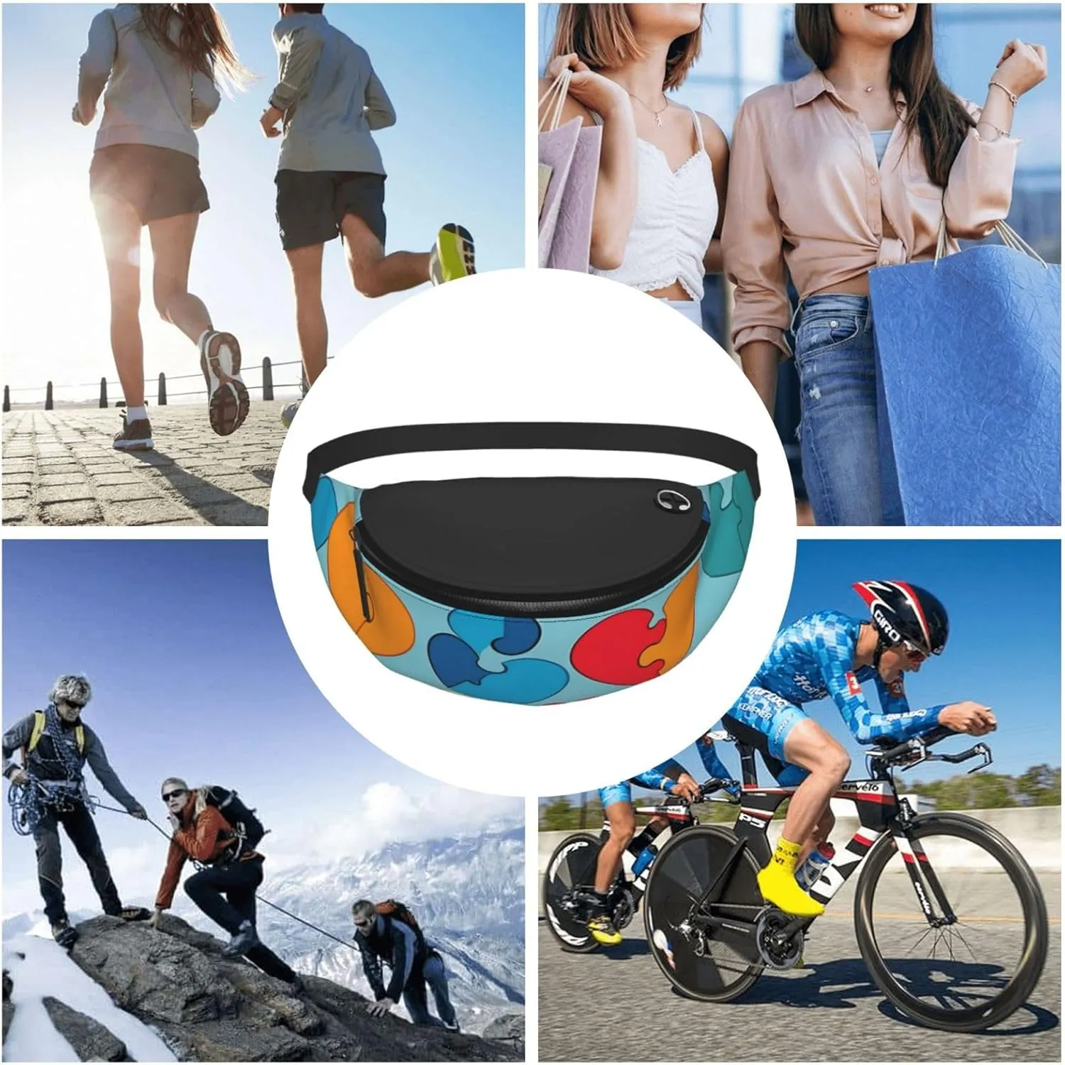 Casual Autism Awareness Puzzle Pieces Heart Printed Fanny Pack,Crossbody Fanny packs for women Men Waist Bag for Running Travel