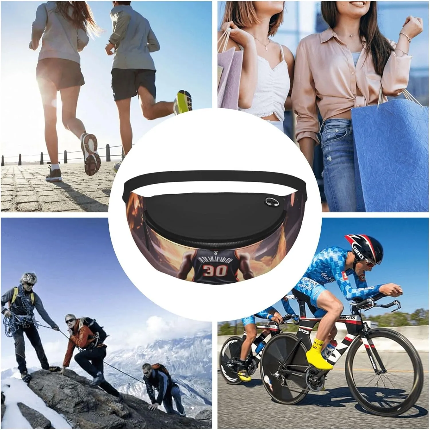 Casual Basketball Printed Fanny Pack,Crossbody Fanny packs for women Men Waist Bag for Running Travel
