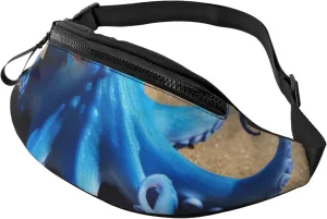 Casual Blue Octopus Printed Fanny Pack,Crossbody Fanny packs for women Men Waist Bag for Running Travel